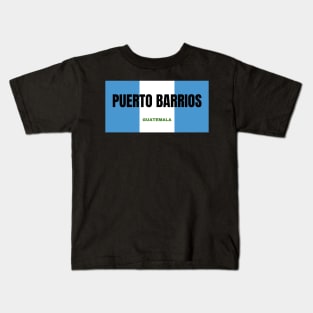 Puerto Barrios City in Guatemala Flag Colors Kids T-Shirt